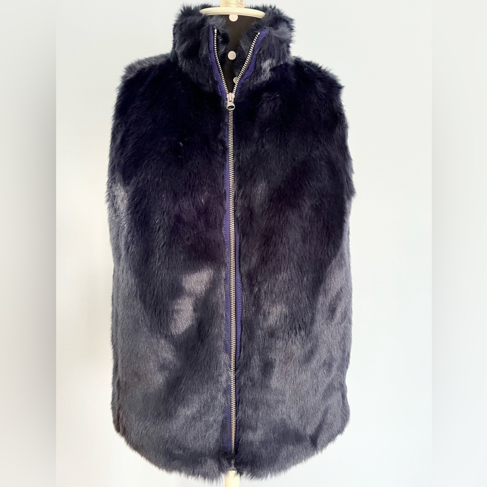 NWOT J Crew faux fur vest navy blue XS
